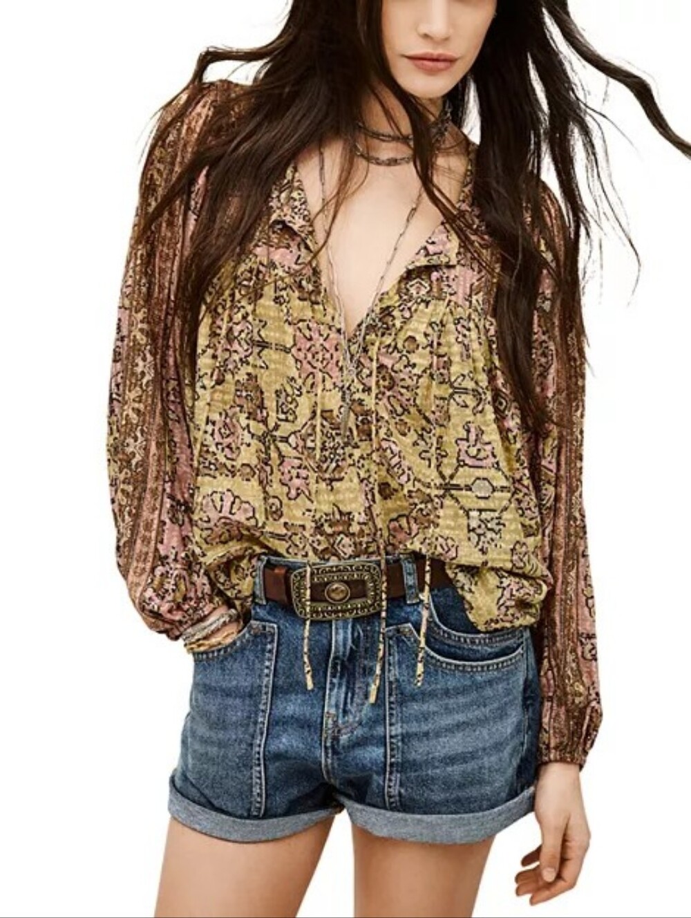 ba&sh Pamila Blouson Sleeve Blouse Medium Yellow NWT